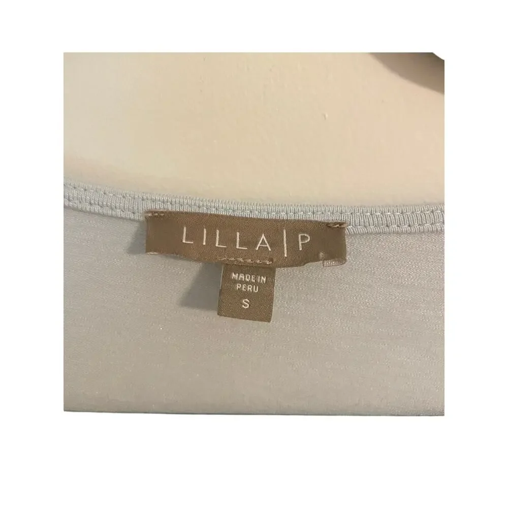 Lilla P Ruffle Front Sleeveless Dress Light Blue Peruvian Jersey Coastal Prep-S - Picture 4 of 5
